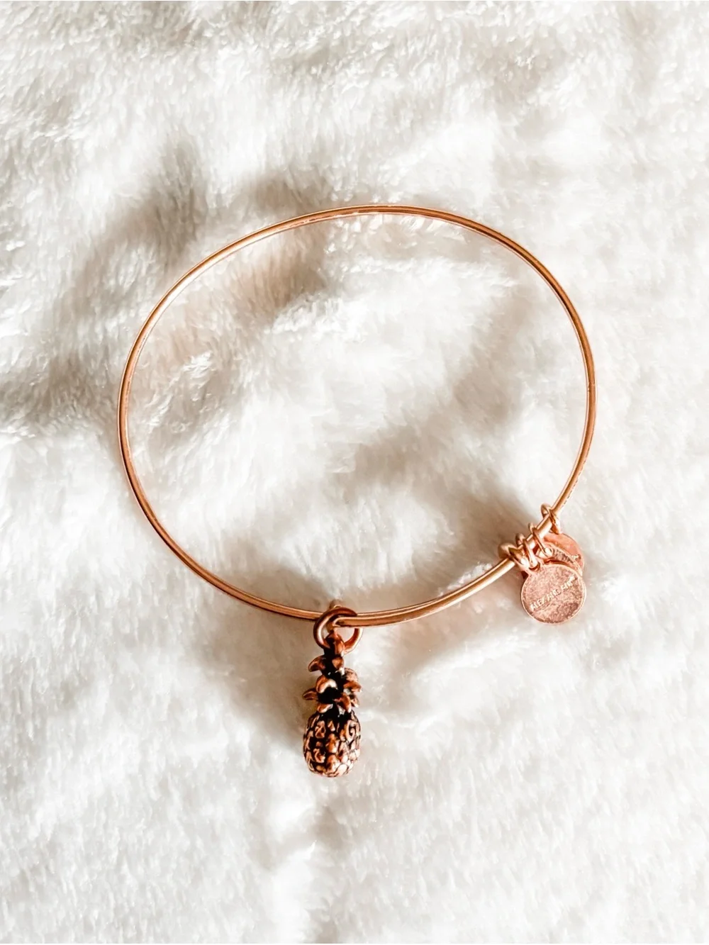 Alex and Ani Pineapple Charm Expandable Bangle Bracelet - Rose Gold